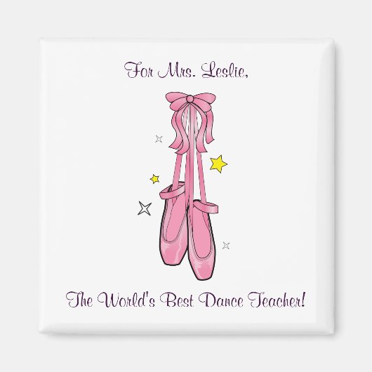 Dance Teacher Magnet met Hangende Ballet Schoenen (Voorkant)