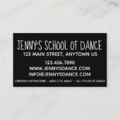 Dance Teacher School Studio Ballet Tap Jazz Visitekaartje (Achterkant)