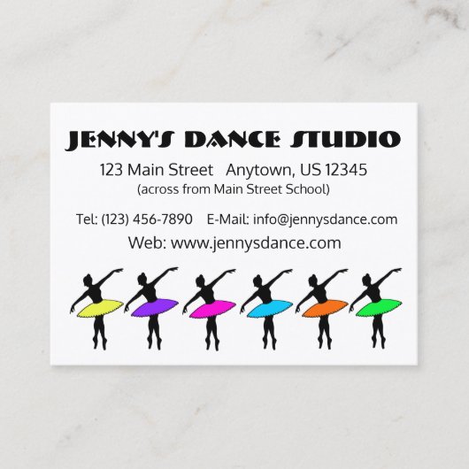 Dance Teacher Studio Owner Ballet Pointe Ballerina Visitekaartje (Voorkant)