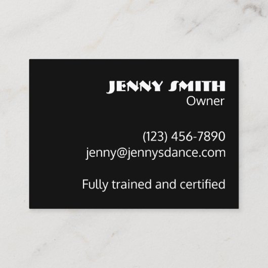 Dance Teacher Studio Owner Ballet Pointe Ballerina Visitekaartje (Achterkant)