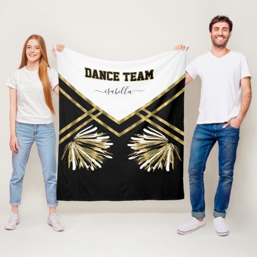 Dance Team Black, White en Gold Fleece Blanket (In situ)