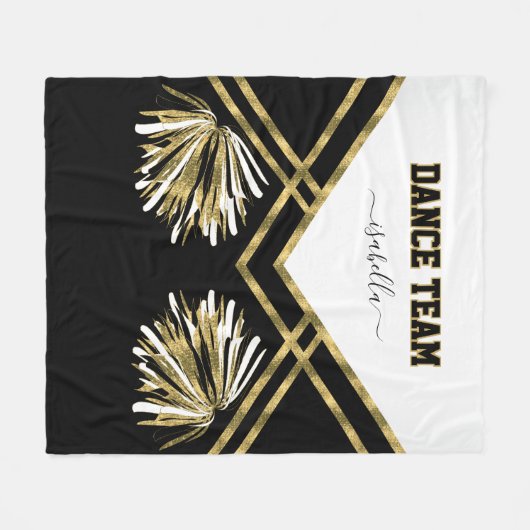 Dance Team Black, White en Gold Fleece Blanket (Voorkant (Horizontaal))