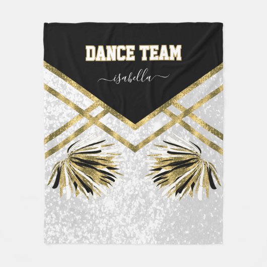 Dance Team Black, White en Gold Fleece Blanket (Voorkant)