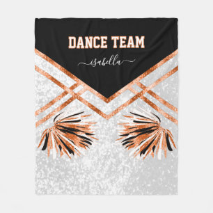 Dance Team Black, White en Oranje Fleece Blanket Deken