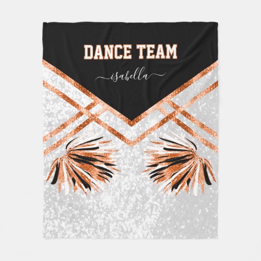 Dance Team Black, White en Oranje Fleece Blanket Deken (Voorkant)