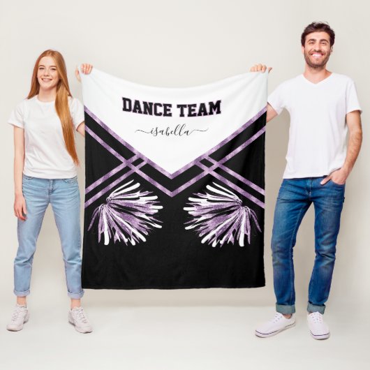 Dance Team Black, White en Paars Fleece Blanket Deken (In situ)