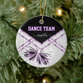 Dance Team Black, White en Paars Glitter Keramisch Ornament