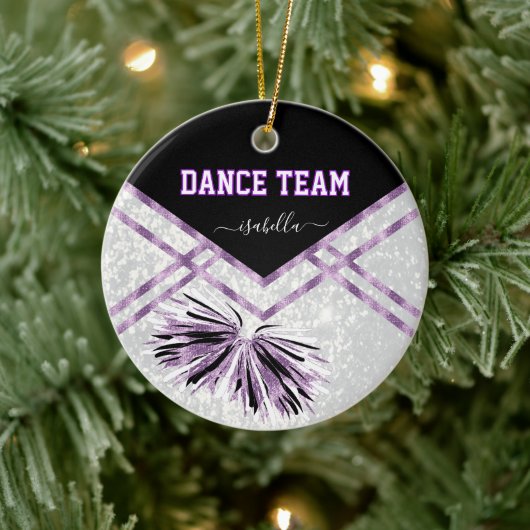 Dance Team Black, White en Paars Glitter Keramisch Ornament (Boom)