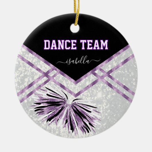 Dance Team Black, White en Paars Glitter Keramisch Ornament (Voorkant)
