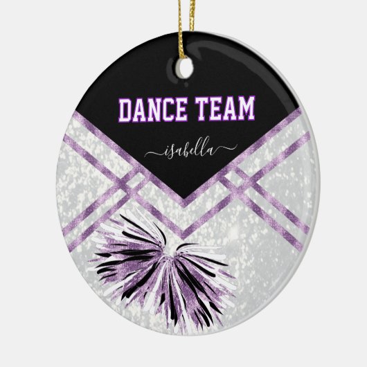 Dance Team Black, White en Paars Glitter Keramisch Ornament (Links)