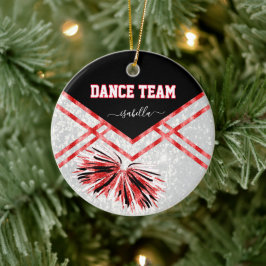 Dance Team Black, White en Red Glitter Keramisch Ornament