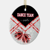 Dance Team Black, White en Red Glitter Keramisch Ornament (Rechts)