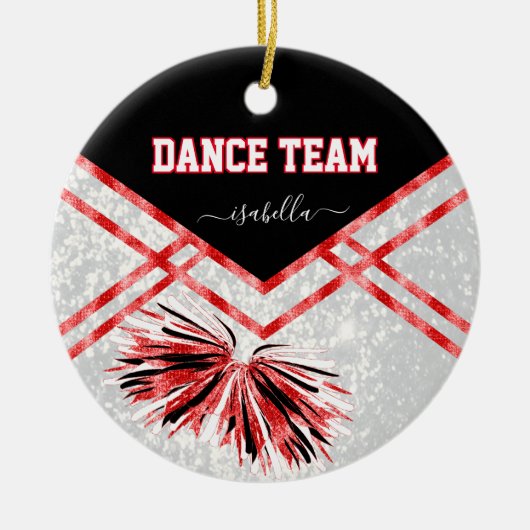 Dance Team Black, White en Red Glitter Keramisch Ornament (Voorkant)