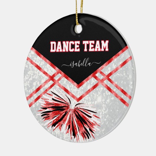 Dance Team Black, White en Red Glitter Keramisch Ornament (Links)