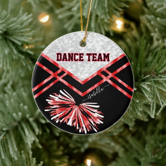 Dance Team Black, White en Red Keramisch Ornament (Boom)