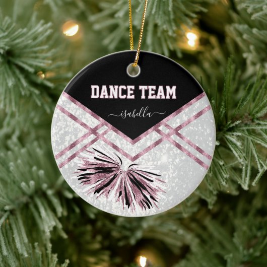 Dance Team Black, White en Roze Rose Glitter Keramisch Ornament (Boom)