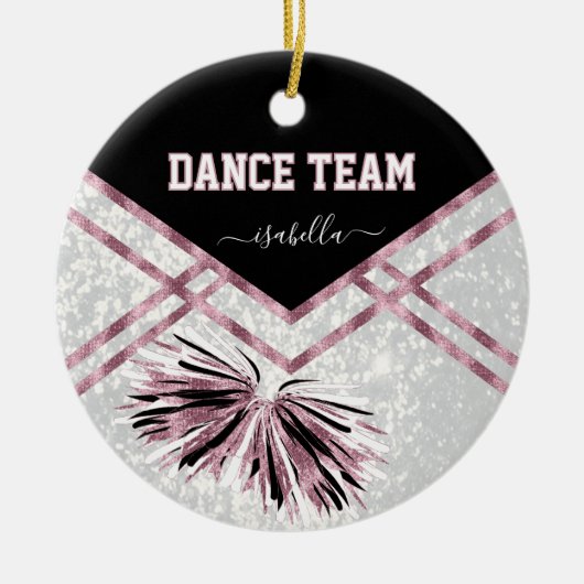 Dance Team Black, White en Roze Rose Glitter Keramisch Ornament (Voorkant)
