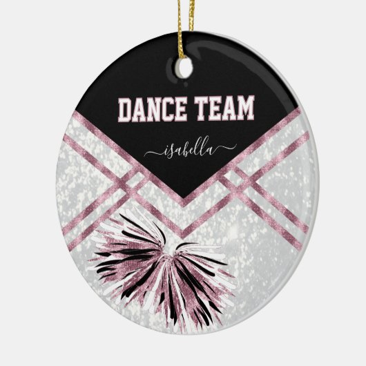 Dance Team Black, White en Roze Rose Glitter Keramisch Ornament (Links)
