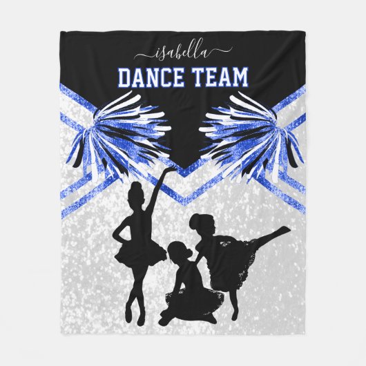 Dance Team Blue, Black and White Fleece Blanke (Voorkant)