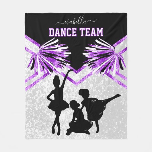 Dance Team Paars, Black en White Fleece Blanket (Voorkant)