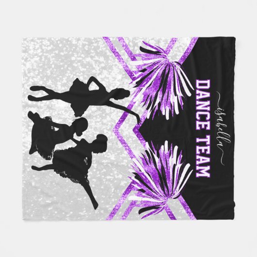 Dance Team Paars, Black en White Fleece Blanket (Voorkant (Horizontaal))