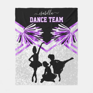 Dance Team Paars, Black en White Fleece Blanket Deken