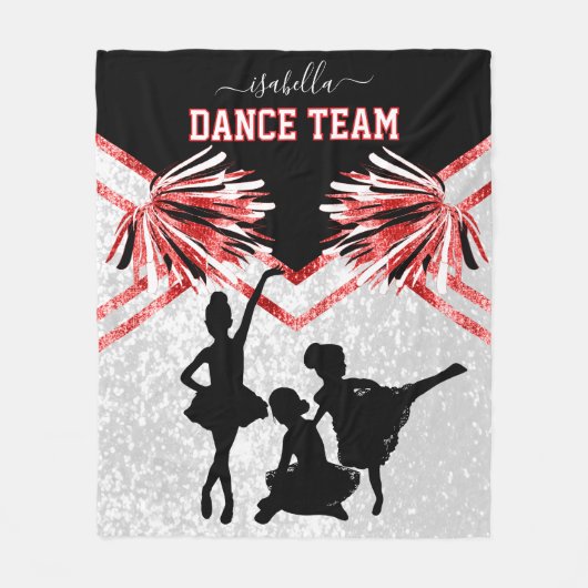 Dance Team Red, Black en White Fleece Blanket (Voorkant)