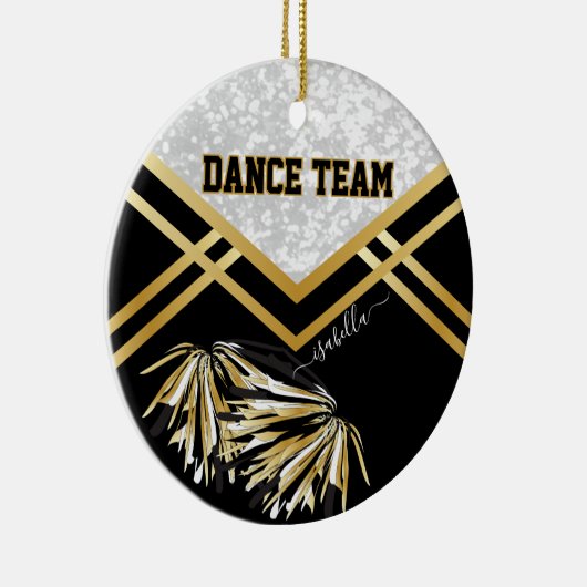 Dance Team Zwart, Wit en Goud Keramisch Ornament (Rechts)