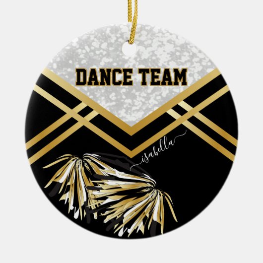Dance Team Zwart, Wit en Goud Keramisch Ornament (Voorkant)