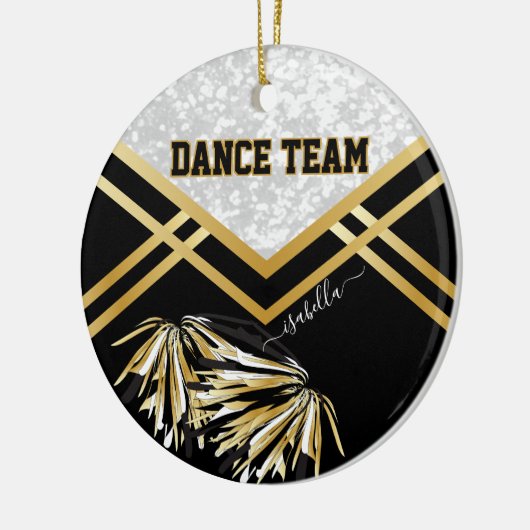 Dance Team Zwart, Wit en Goud Keramisch Ornament (Links)