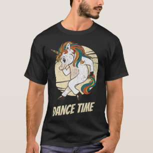Dance Time Eenhoorn magisch paard Dancing Retro T-shirt