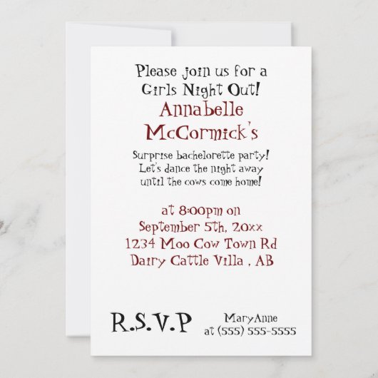 Dance to the Cows come Home - Bachelorette Party Kaart (Achterkant)