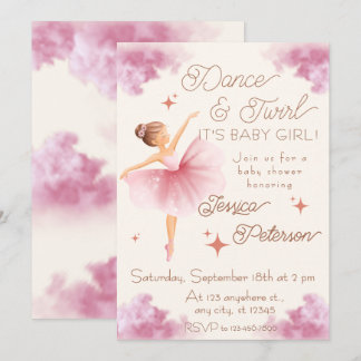 Dance & Twirl Ballerina Baby Shower Kaart