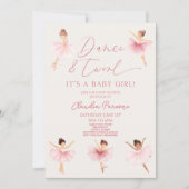 Dance & Twirl Pink Ballerina Ballet Baby shower Kaart (Voorkant)