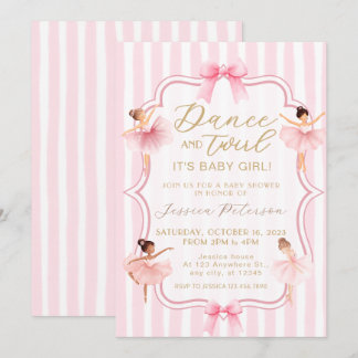 Dance & Twirl Pink Ballerina Ballet Baby Shower Kaart