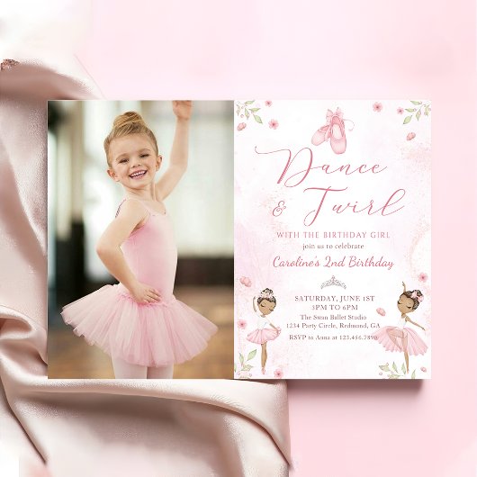 Dance & Twirl Pink Ballerina Ballet Verjaardagsfot Kaart