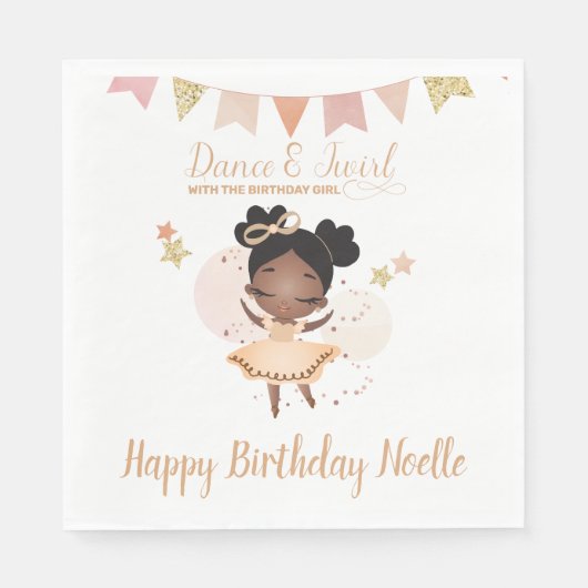 Dance & Twirl, Princess Ballerina w/Bow Birthday Servet (Voorkant)