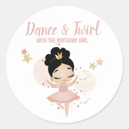 Dance & Twirl, Princess Ballerina w/Tiara Birthday Ronde Sticker