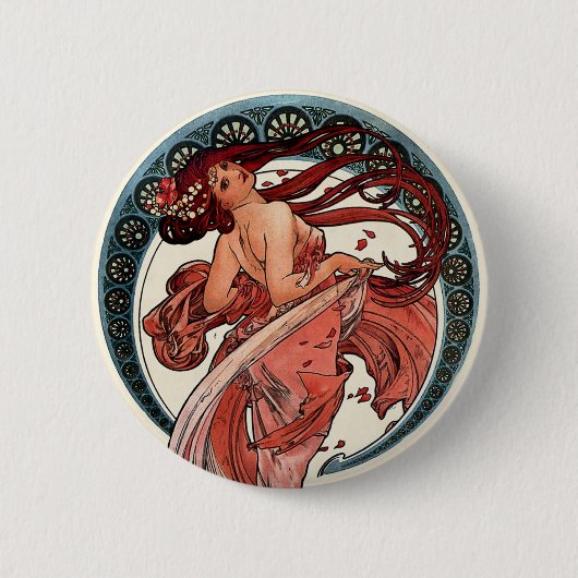 Dance van Alfons Mucha 1898 Ronde Button 5,7 Cm (Voorkant)