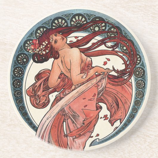 Dance van Alfons Mucha 1898 Zandsteen Onderzetter (Voorkant)