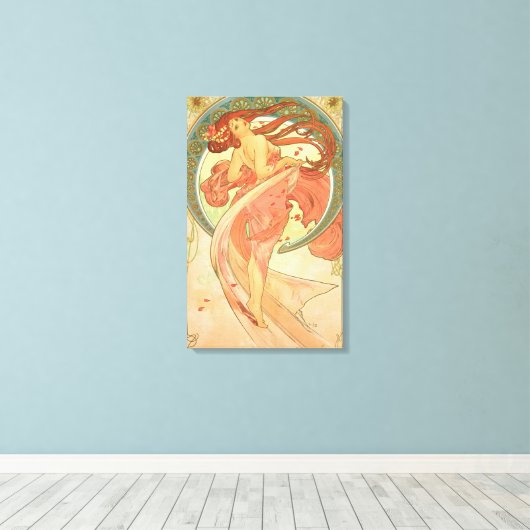 Dance van Alphonse Mucha Canvas Afdruk (Insitu (Houten vloer))