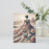 Dance Vrouw Muziek Collage Briefkaart (Staand voorkant)