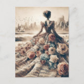 Dance Vrouw Muziek Collage Briefkaart (Voorkant)