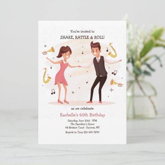 Dance with Me Party Invitation Kaart (Staand voorkant)