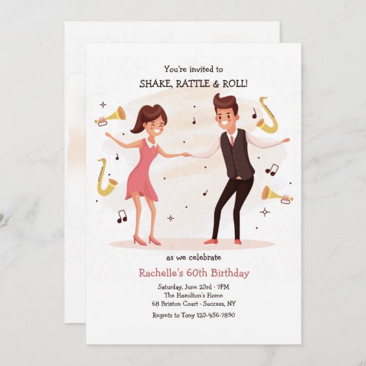 Dance with Me Party Invitation Kaart (Voorkant / Achterkant)