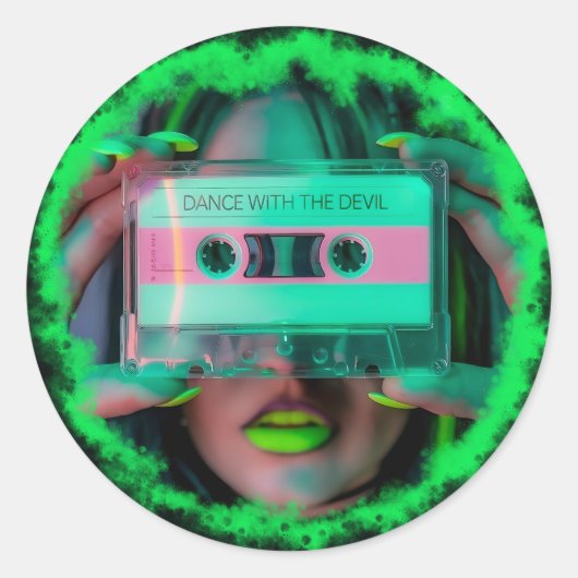 dance with the devil ronde sticker (Voorkant)