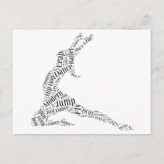Dance Word Cloud Black & White Briefkaart