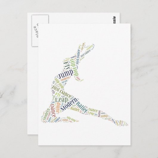 Dance Word Cloud Briefkaart (Voorkant / Achterkant)