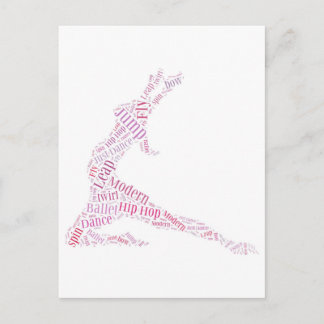 Dance Word Cloud Pink Briefkaart