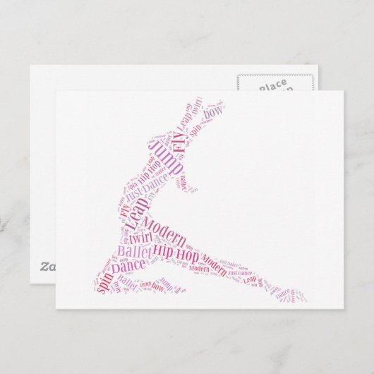 Dance Word Cloud Pink Briefkaart (Voorkant / Achterkant)